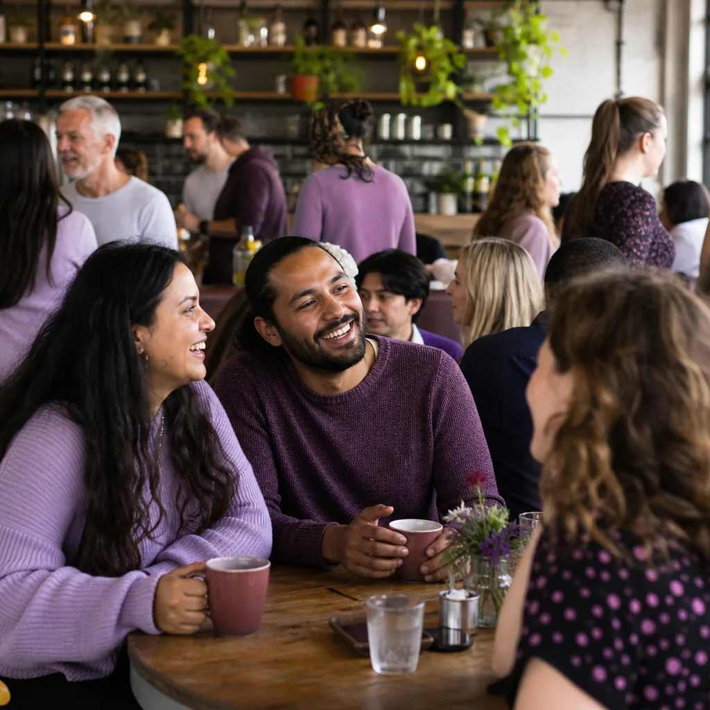 People introducing themselves over drinks at a local singles evening